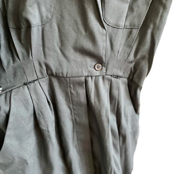 Vintage military safari button front pleated waist dress/tunic top size 10/M - Picture 6 of 10